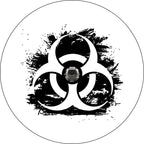 Distressed Bio Hazard Warning White Spare Tire Cover