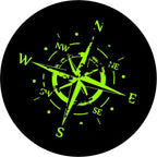Distressed Compass 2 Black & Green Spare Tire Cover