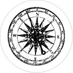 Distressed Compass White Rim & Black Spare Tire Cover