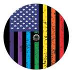 Distressed Pride Rainbow American Flag Spare Tire Cover