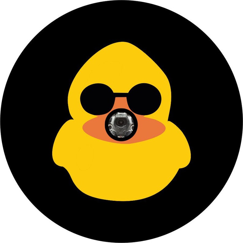 Duck With Sunglasses Black Spare Tire Cover