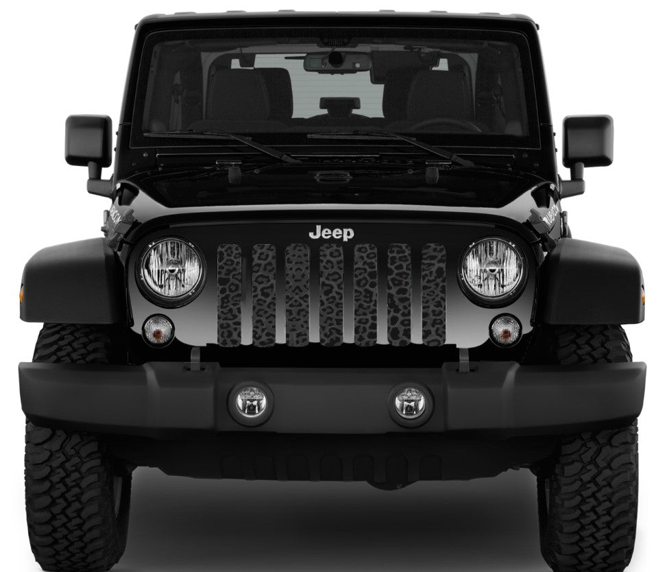 Platinum Dark Gray and Black Leopard Print Grille Insert