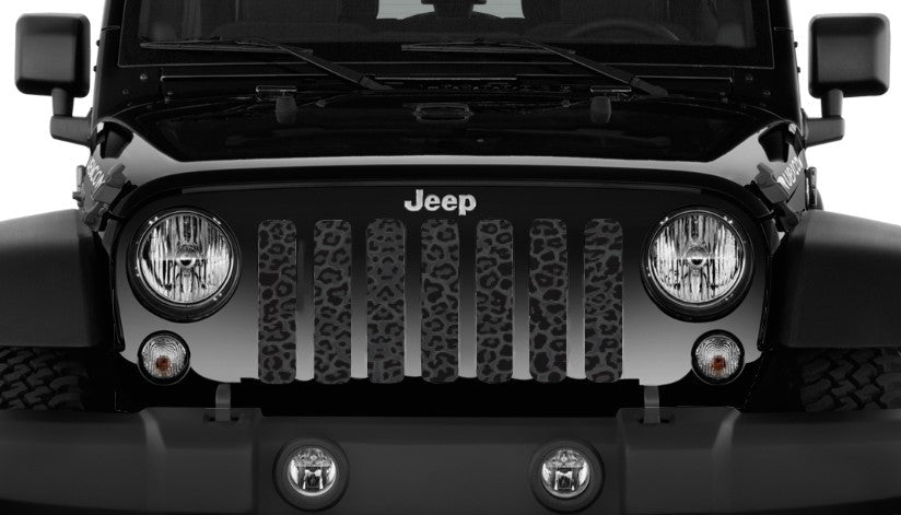 Platinum Dark Gray and Black Leopard Print Grille Insert
