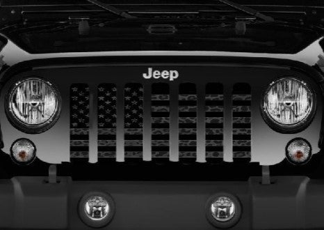 American Flag Dark Gray and Black Leopard Print Grille Insert