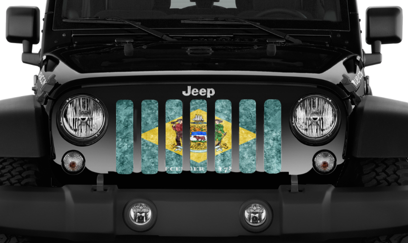 Delaware Grunge State Flag Grille Insert