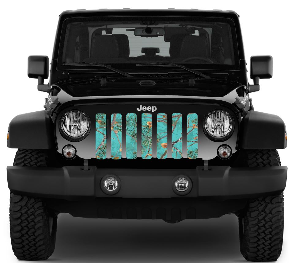 Dirty Girl Teal Serenity Woodland Camo Grille Insert