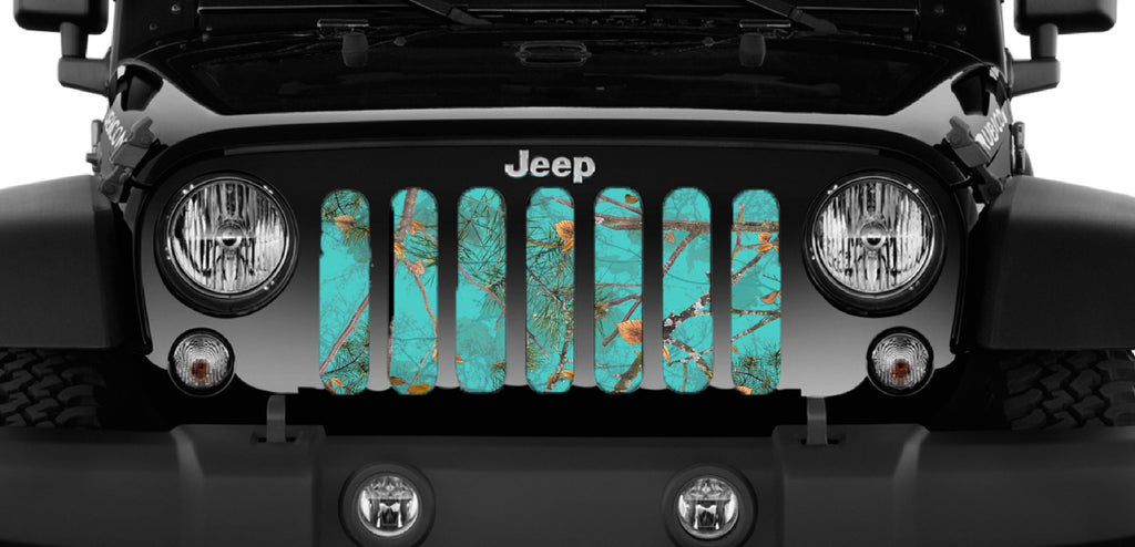 Dirty Girl Teal Serenity Woodland Camo Grille Insert