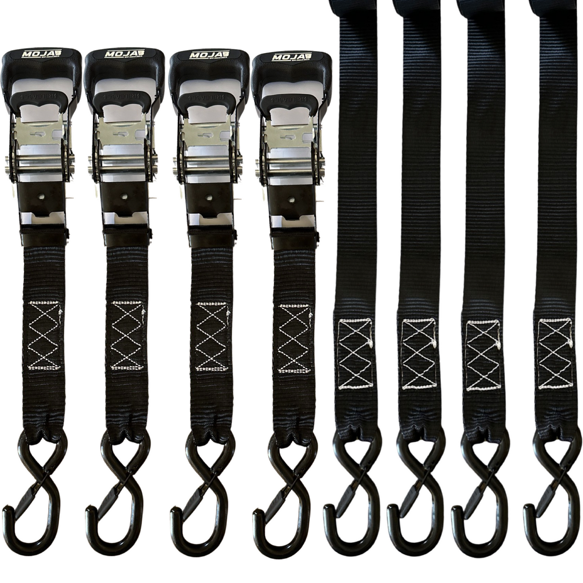 1.6" x 15' Ratchet Tie-Down Set - Pack of 4