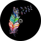 Feather With Dragonflies Spare Tire Cover
