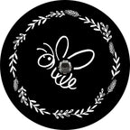 Floral Honey Bee Black Spare Tire Cover