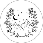 Floral Mountains In The Stars White Spare Tire Cover