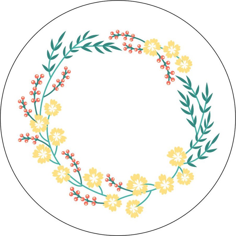 Floral Wreath White Spare Tire Cover