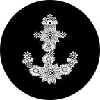 Flower Anchor Black Spare Tire Cover