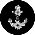Flower Anchor Black Spare Tire Cover