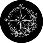 Flower Compass 2 Black Spare Tire Cover