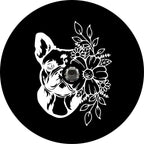 French Bulldog With Flowers Black Spare Tire Cover