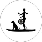 Girl & Her Dog Paddle Board White Spare Tire Cover