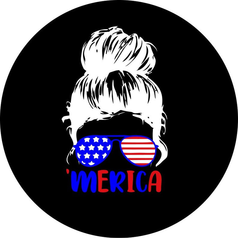 Girl Sunglasses Merica Black Spare Tire Cover