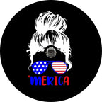 Girl Sunglasses Merica Black Spare Tire Cover