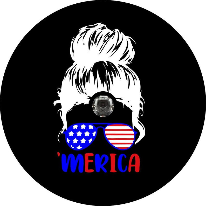 Girl Sunglasses Merica Black Spare Tire Cover