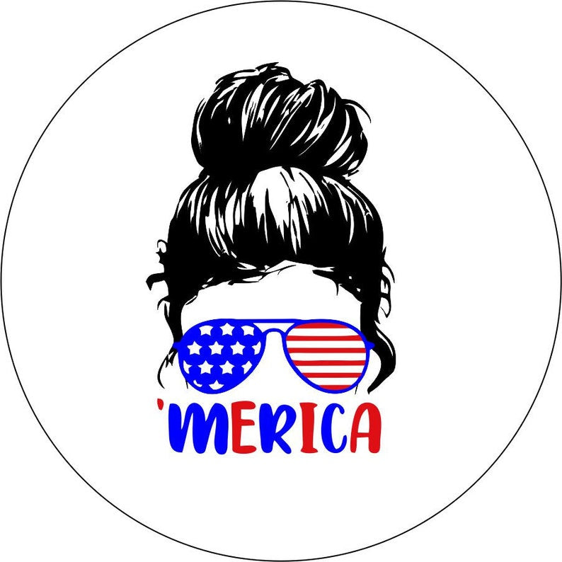 Girl Sunglasses Merica White Spare Tire Cover