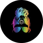 Girl Sunglasses Black Rainbow Spare Tire Cover