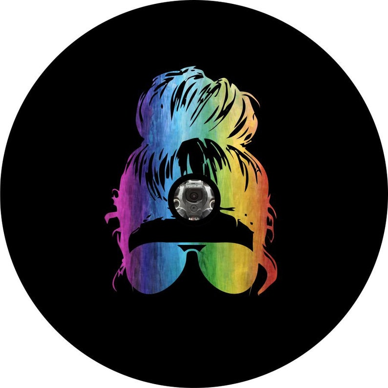 Girl Sunglasses Black Rainbow Spare Tire Cover