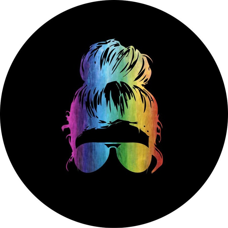Girl Sunglasses Black Rainbow Spare Tire Cover