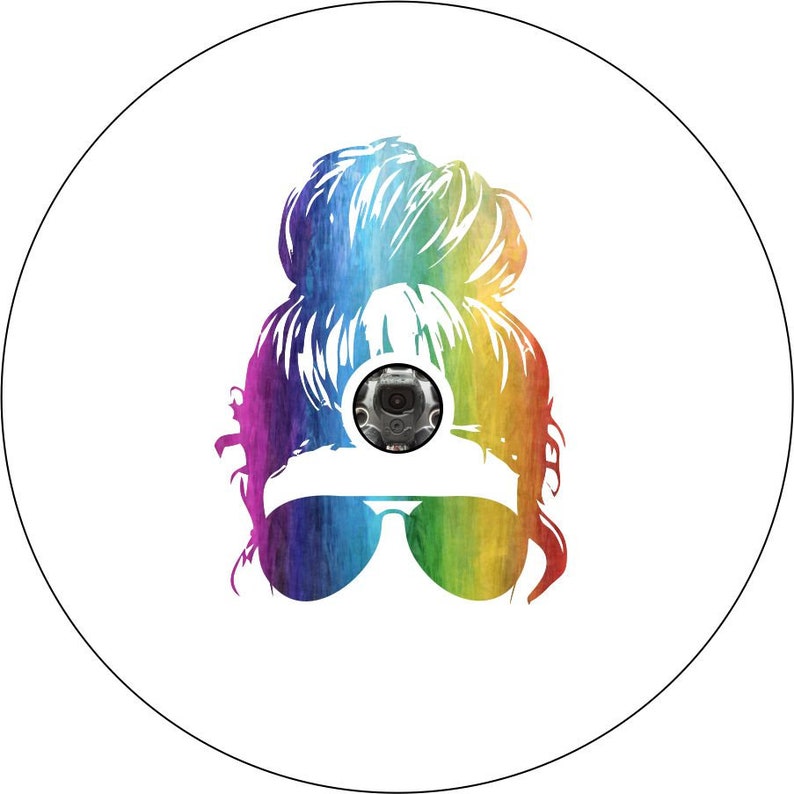Girl Sunglasses White Rainbow Spare Tire Cover