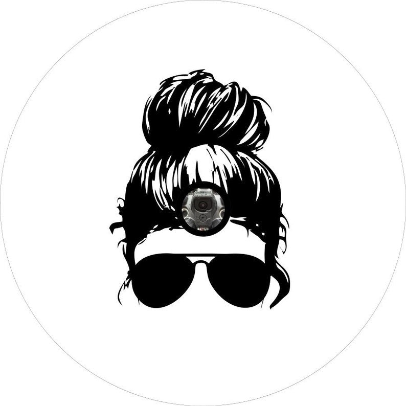 Girl With Sunglasses White Spare Tire Cover