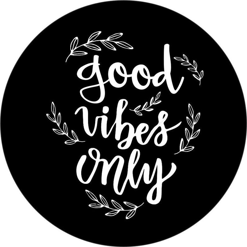 Good Vibes Only Flower Black Spare Tire Cover