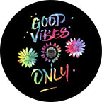 Good Vibes Only Flower Black Spare Tire Cover