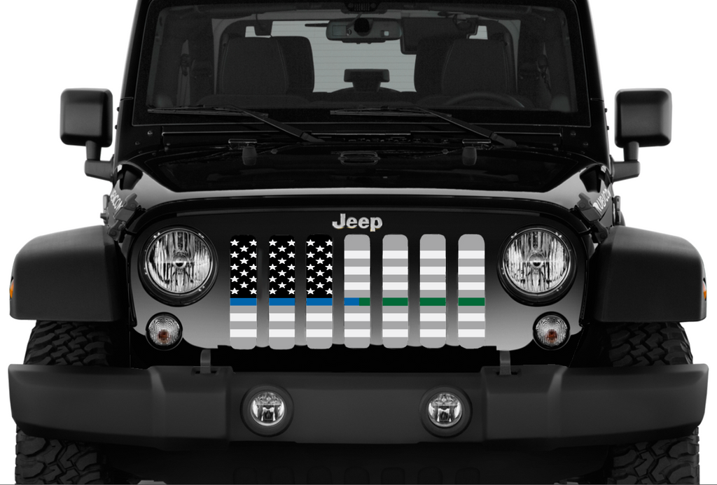 Ghost Tactical Back the Blue and Military American Flag Grille Insert