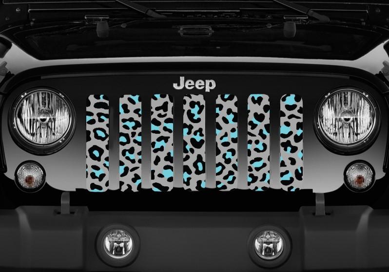 Platinum Teal Leopard Print Grille Insert