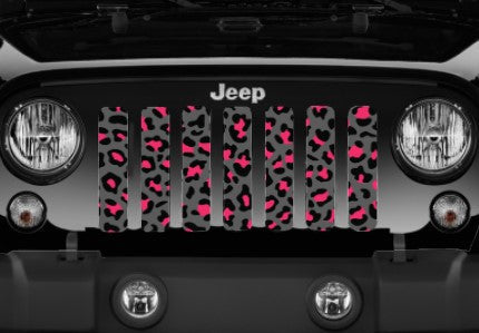 Platinum Gray and Pink Leopard Print Grille Insert