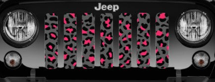 Platinum Gray and Pink Leopard Print Grille Insert