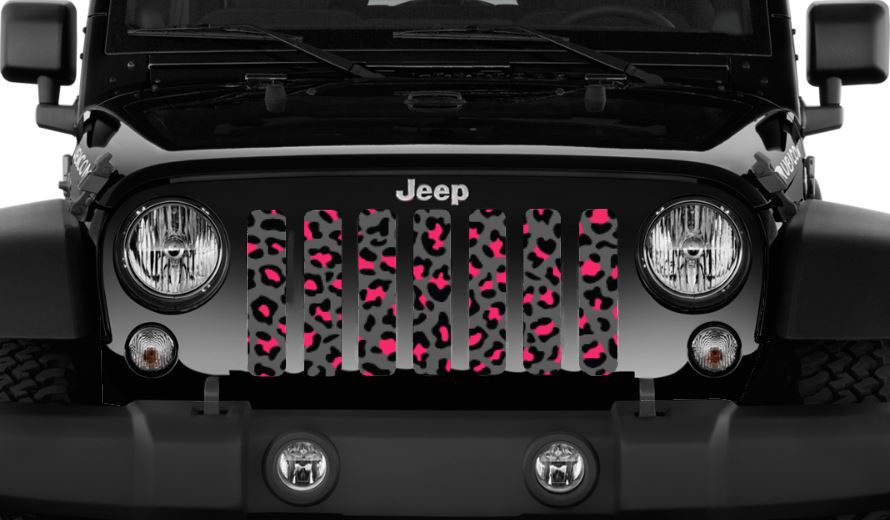 Gray and Pink Leopard Print Grille Insert