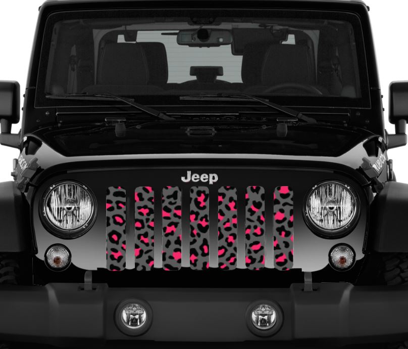Gray and Pink Leopard Print Grille Insert