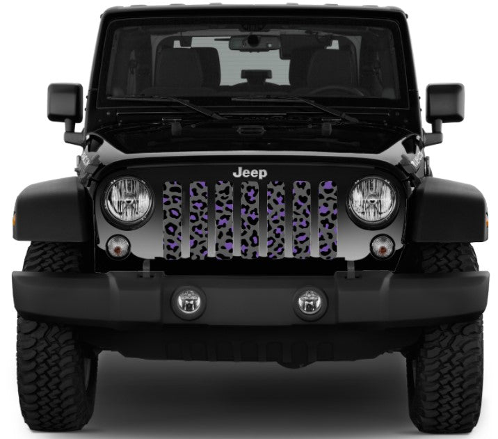 Platinum Gray and Purple Leopard Print Grille Insert