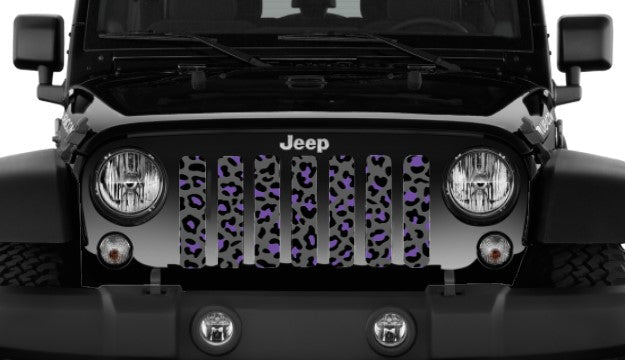 Platinum Gray and Purple Leopard Print Grille Insert