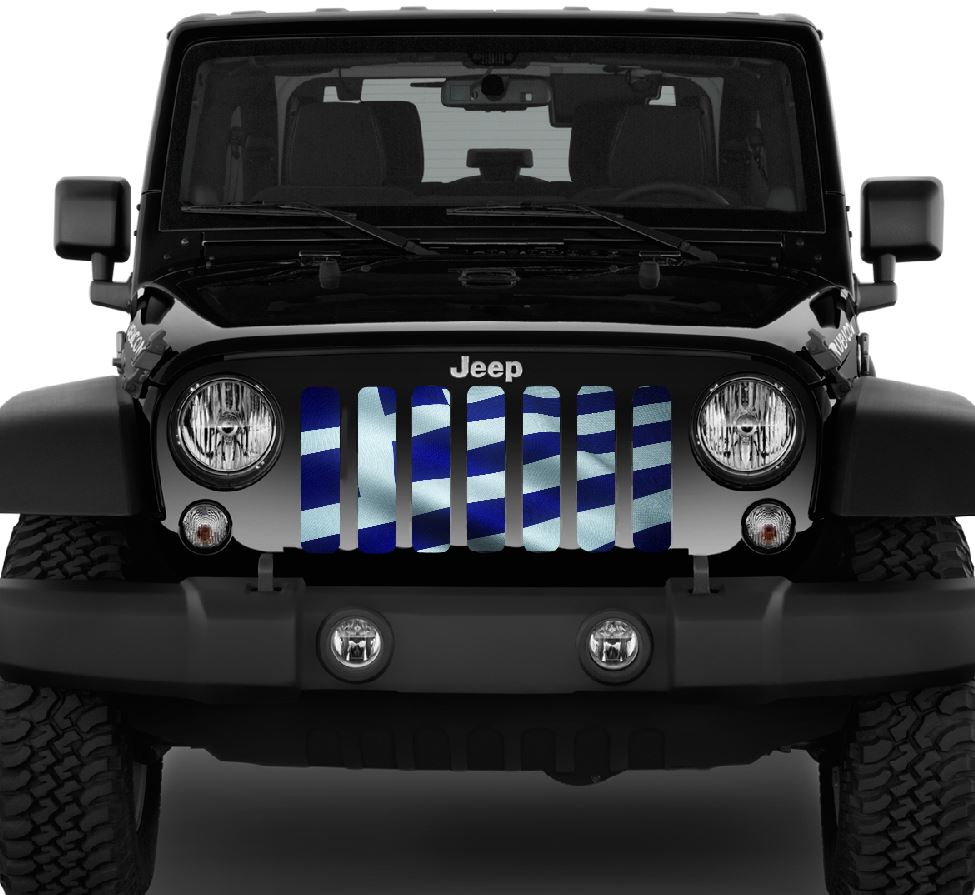 Waving Greek Flag Grille Insert