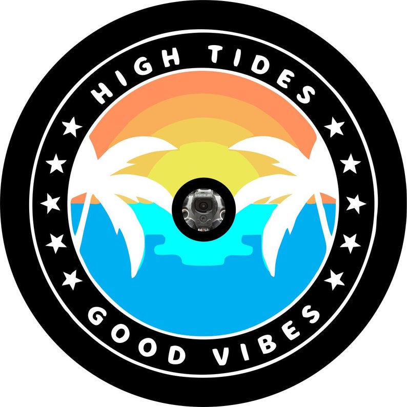 High Tides & Good Vibes Black Spare Tire Cover
