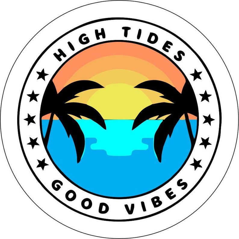 High Tides & Good Vibes White Spare Tire Cover