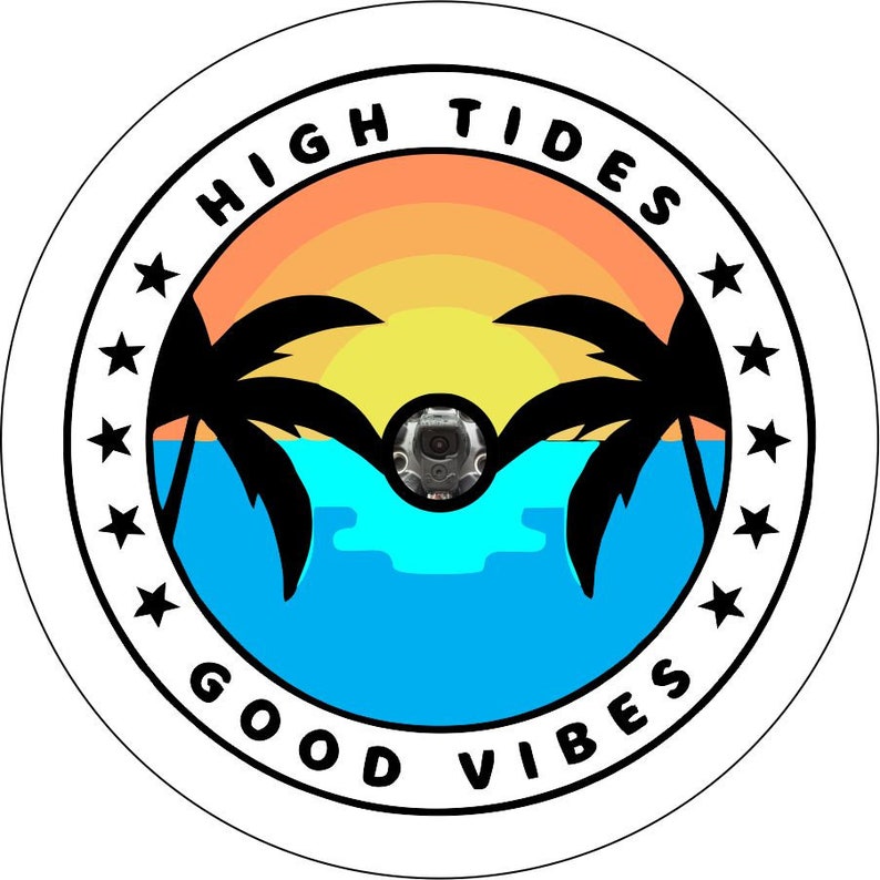 High Tides & Good Vibes White Spare Tire Cover