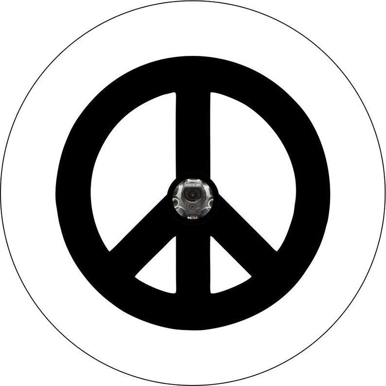 Hippie Peace Sign White Spare Tire Cover