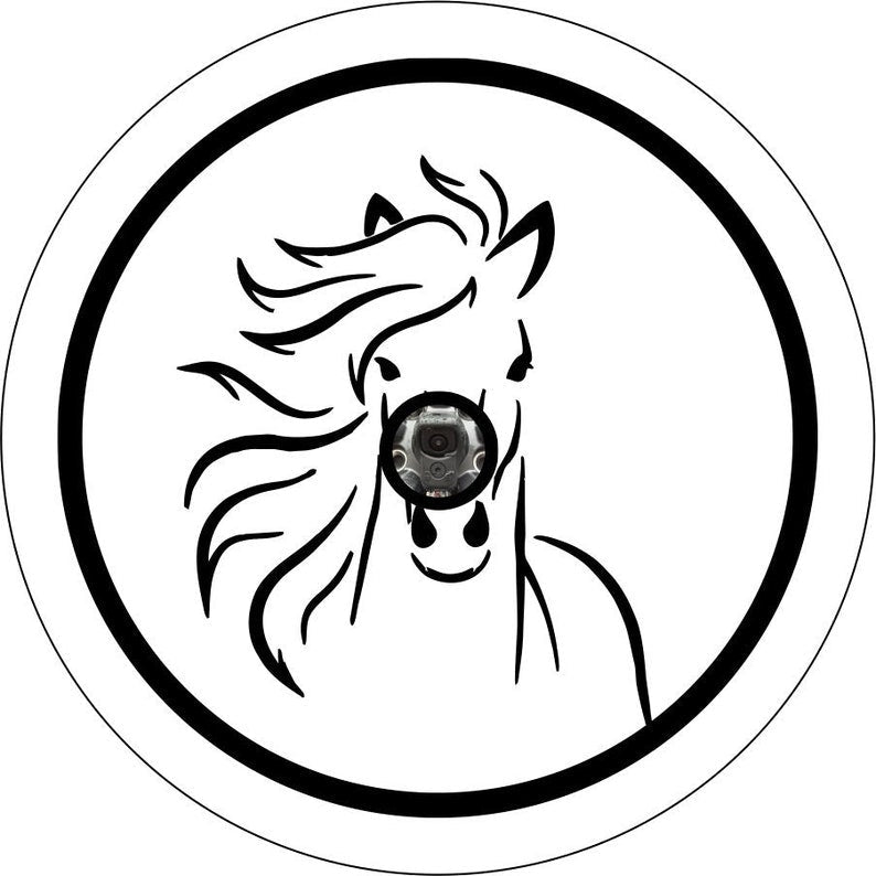 Horse Head White Spare Tire Cover