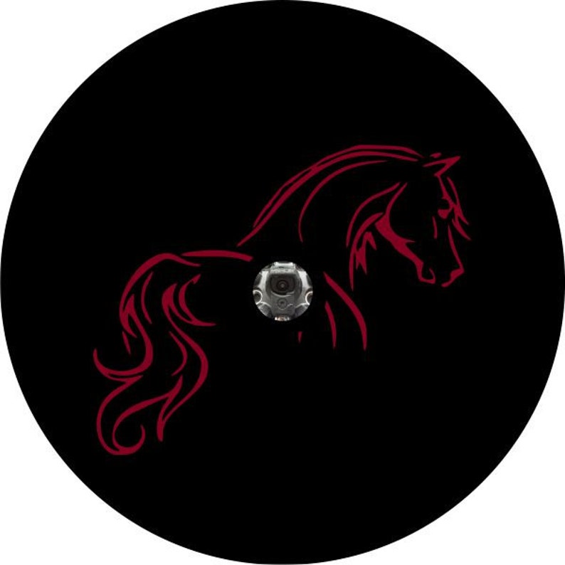 Horse Silhouette Red Spare Tire Cover