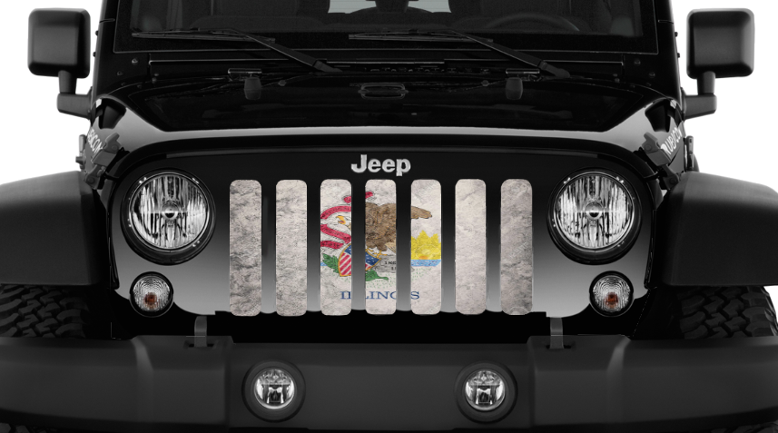 Illinois Grunge State Flag Grille Insert