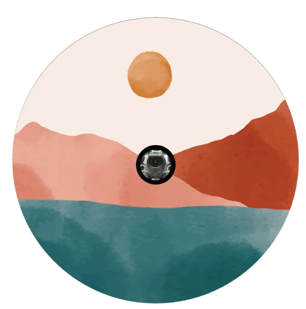 Jewel Tone Watercolor Mountain Landscape Spare Tire Cover