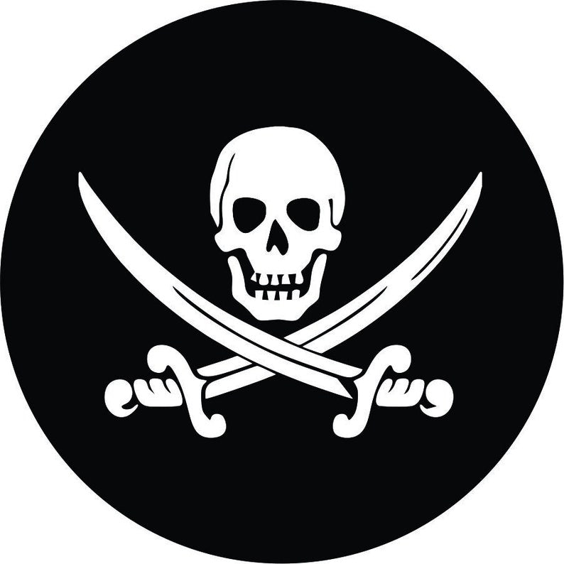 Jolly Roger Pirate Skull & Swords Black Spare Tire Cover